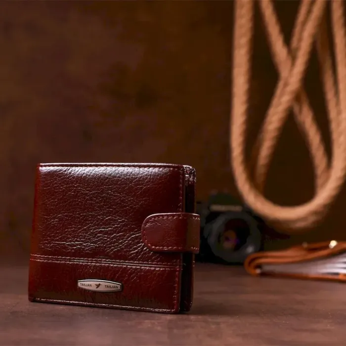 Гаманець чоловічий шкіряний флотар TAILIAN 18985 Коричневий