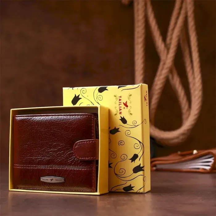 Гаманець чоловічий шкіряний флотар TAILIAN 18985 Коричневий