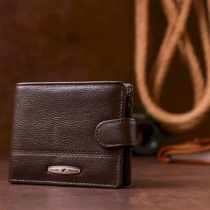 Гаманець чоловічий шкіряний флотар TAILIAN 18986 Коричневий