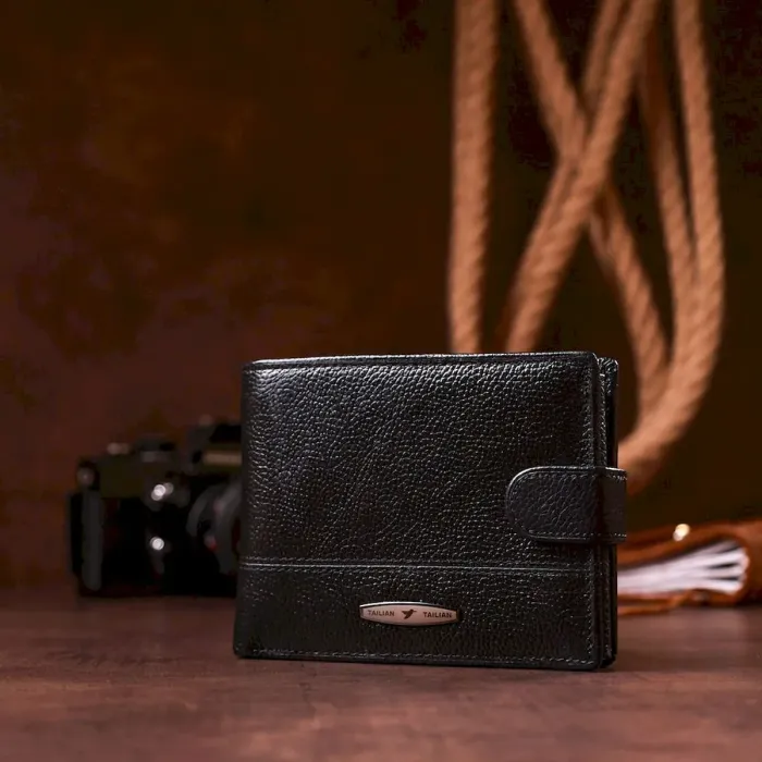 Гаманець чоловічий шкіряний флотар TAILIAN 18994 Чорний