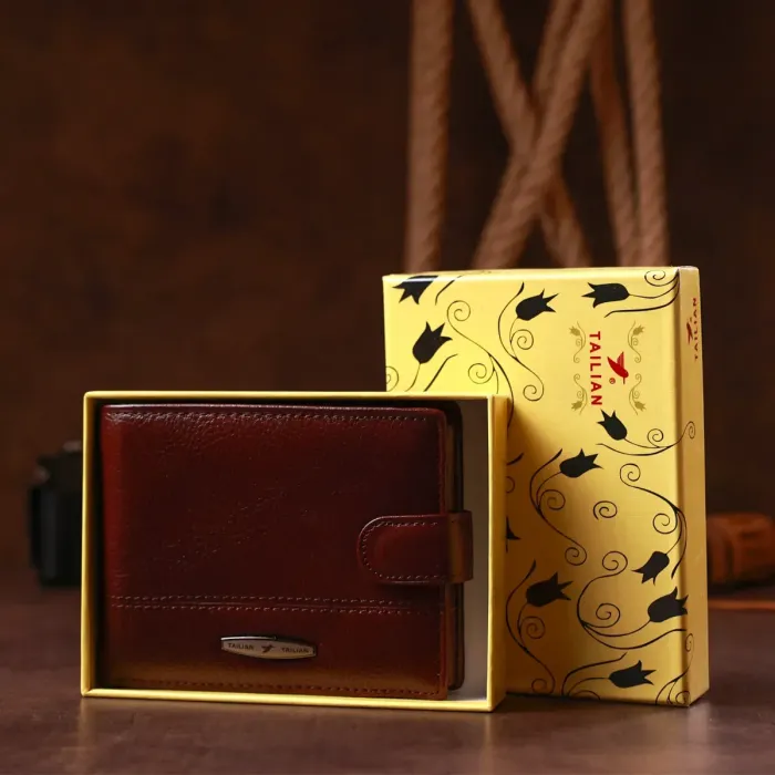 Гаманець чоловічий шкіряний флотар TAILIAN 18995 Коричневий