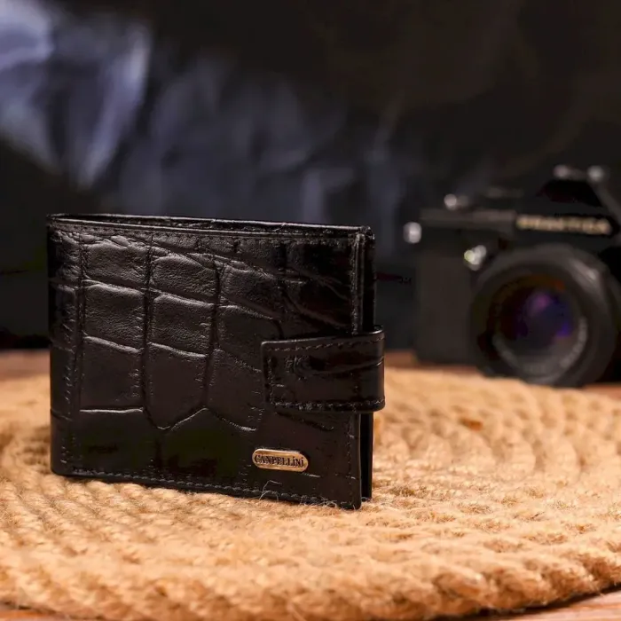 Гаманець чоловічий із натуральної фактурної шкіри CANPELLINI 21511 Чорний