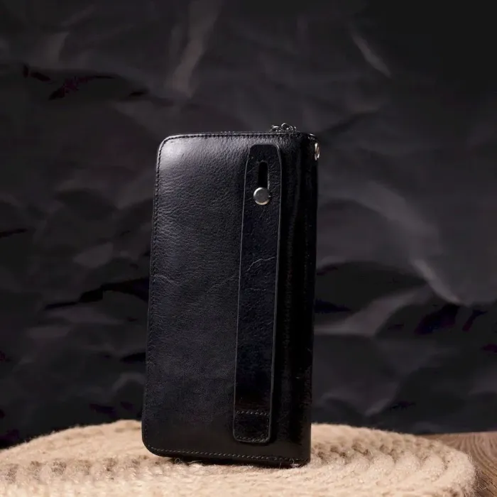 Гаманець чоловічий із натуральної гладкої шкіри на блискавці ST Leather 19410 Чорний