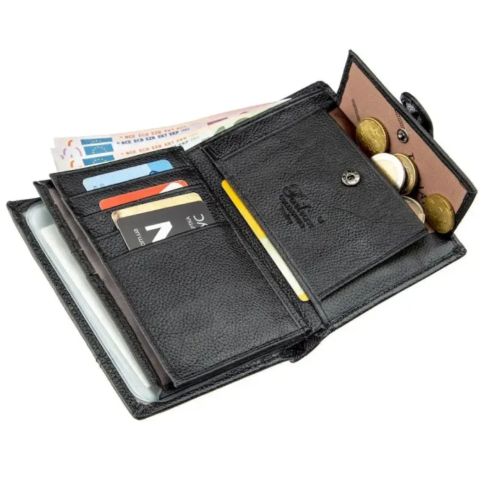 Гаманець чоловічий шкіряний із вбудованою кредитницею TAILIAN 18987 Чорний