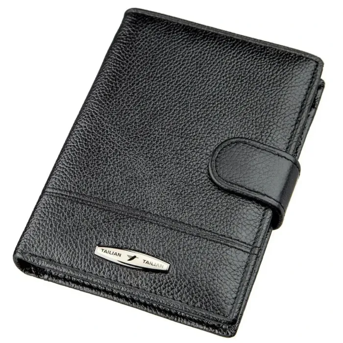 Гаманець чоловічий шкіряний із вбудованою кредитницею TAILIAN 18987 Чорний