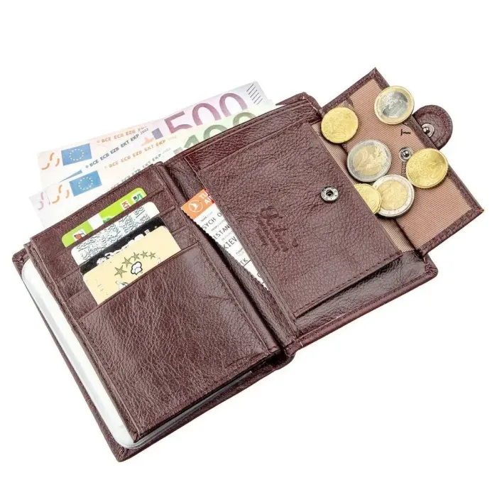 Гаманець чоловічий шкіряний із вбудованою кредитницею TAILIAN 18988 Коричневий