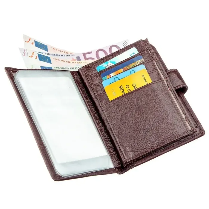 Гаманець чоловічий шкіряний із вбудованою кредитницею TAILIAN 18988 Коричневий