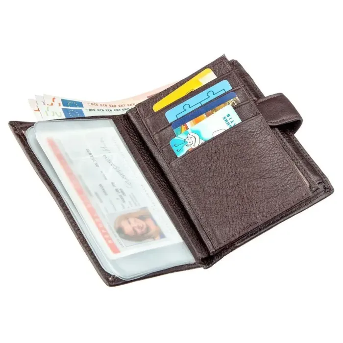 Гаманець чоловічий шкіряний із вбудованою кредитницею TAILIAN 18990 Темно-коричневий