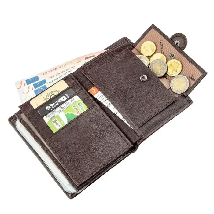 Гаманець чоловічий шкіряний із вбудованою кредитницею TAILIAN 18990 Темно-коричневий