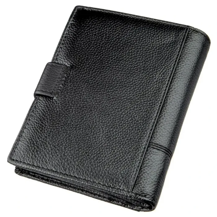 Гаманець чоловічий шкіряний із вбудованою обкладинкою для паспорта TAILIAN 18991 Чорний
