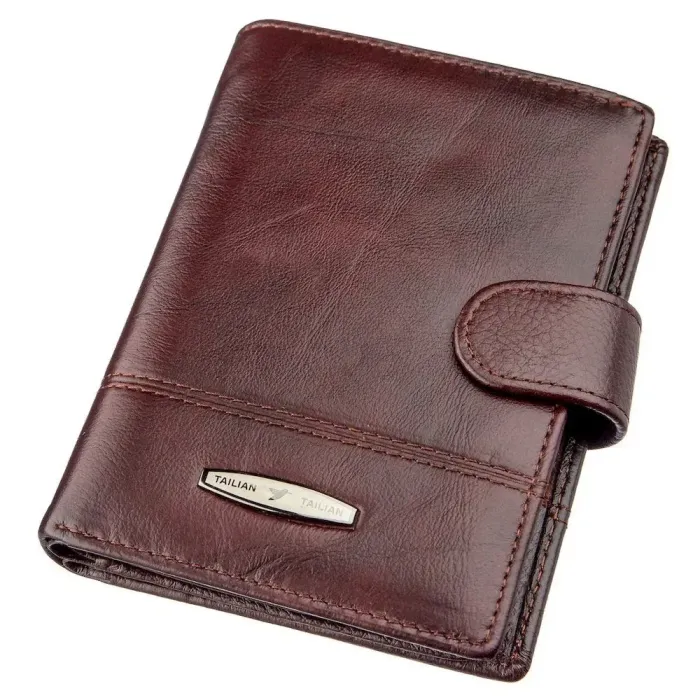 Гаманець чоловічий шкіряний із вбудованою обкладинкою для паспорта TAILIAN 18992 Коричневий
