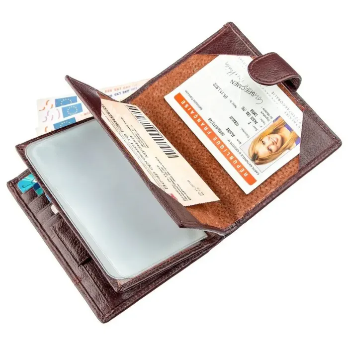 Гаманець чоловічий шкіряний із вбудованою обкладинкою для паспорта TAILIAN 18992 Коричневий
