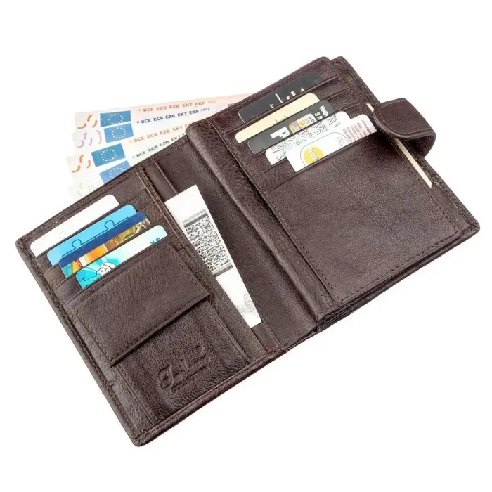 Гаманець чоловічий шкіряний із вбудованою обкладинкою для паспорта TAILIAN 18993 Темно-коричневий