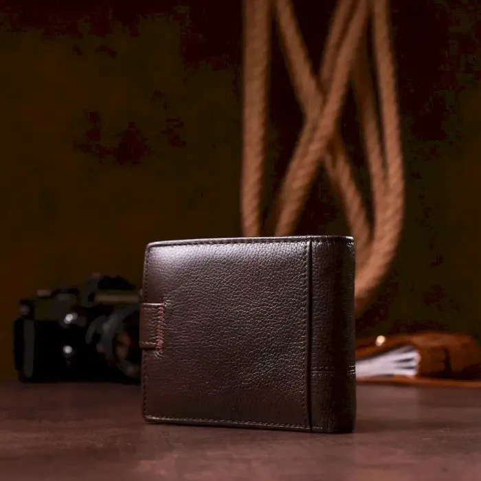 Кошелек мужской со встроенной визитницей кожаный TAILIAN 19006 Темно-коричневый
