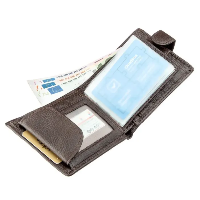 Кошелек мужской со встроенной визитницей кожаный TAILIAN 19006 Темно-коричневый