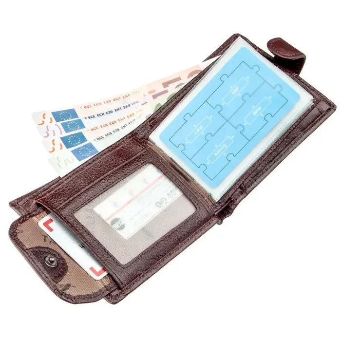 Гаманець чоловічий із вбудованою візитницею шкіряний TAILIAN 19007 Коричневий