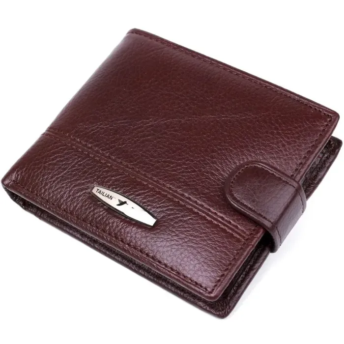 Гаманець чоловічий із вбудованою візитницею шкіряний TAILIAN 19007 Коричневий