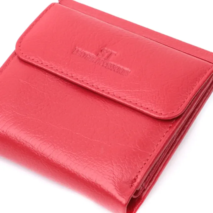 Кошелек среднего размера для женщин из монетницей снаружи из натуральной кожи ST Leather 22720 Красный