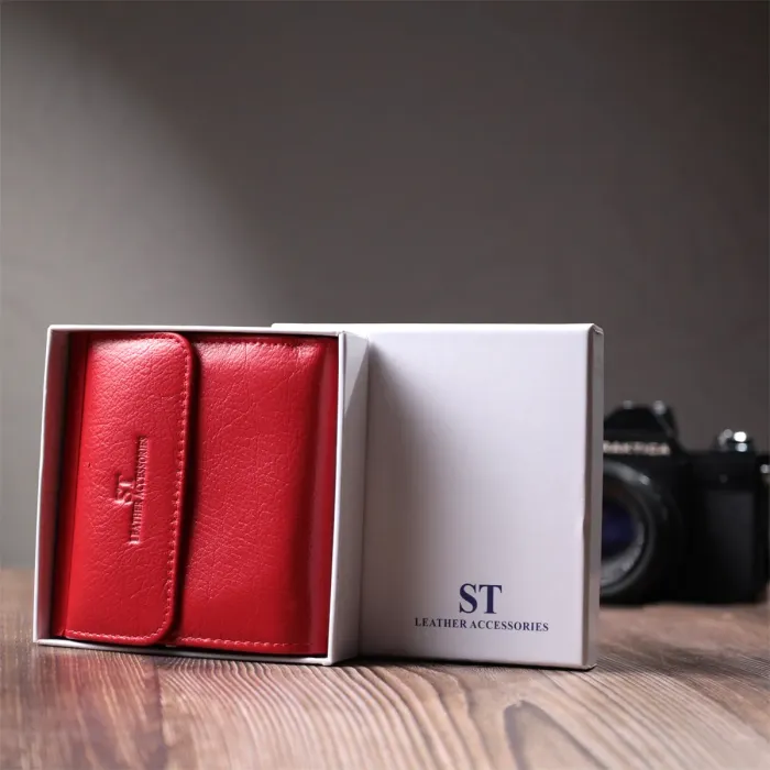 Кошелек среднего размера для женщин из монетницей снаружи из натуральной кожи ST Leather 22720 Красный