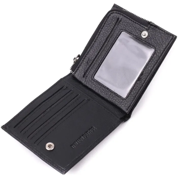 Кошелек среднего размера с оригинальной монетницей из натуральной кожи ST Leather 22458 Черный