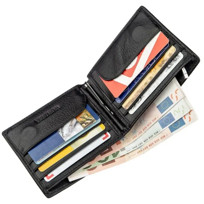 Чоловічий портмоне із затискачем та монетницею ST Leather 18853 Чорний