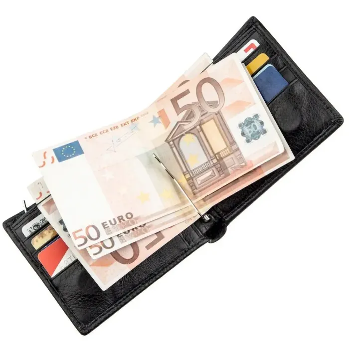 Чоловічий портмоне із затискачем та монетницею ST Leather 18853 Чорний