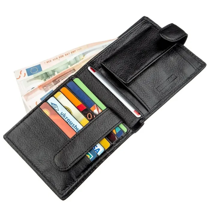 Чоловічий гаманець з монетницею ST Leather 18854 Чорний