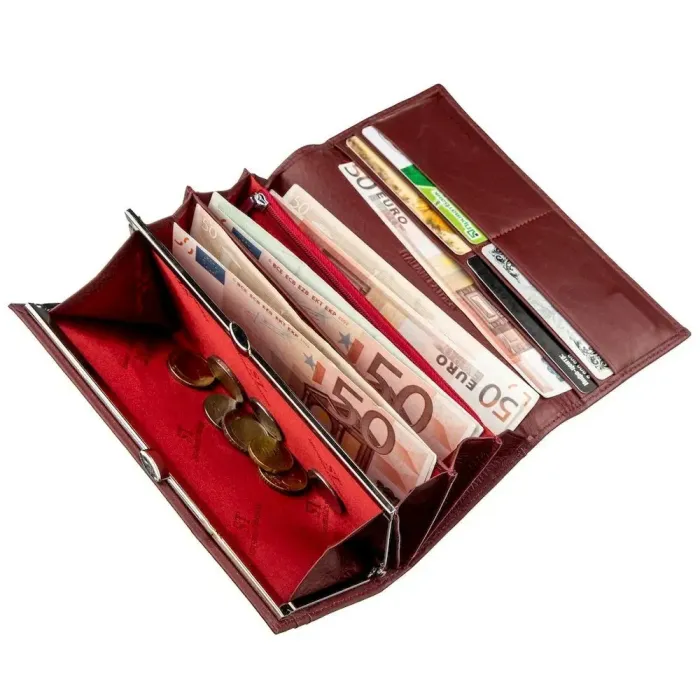 Місткий жіночий гаманець ST Leather 18877 Темно-червоний