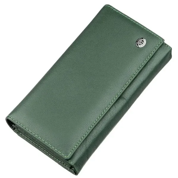 Шкіряний гаманець з монетницею ST Leather 18879 Зелений
