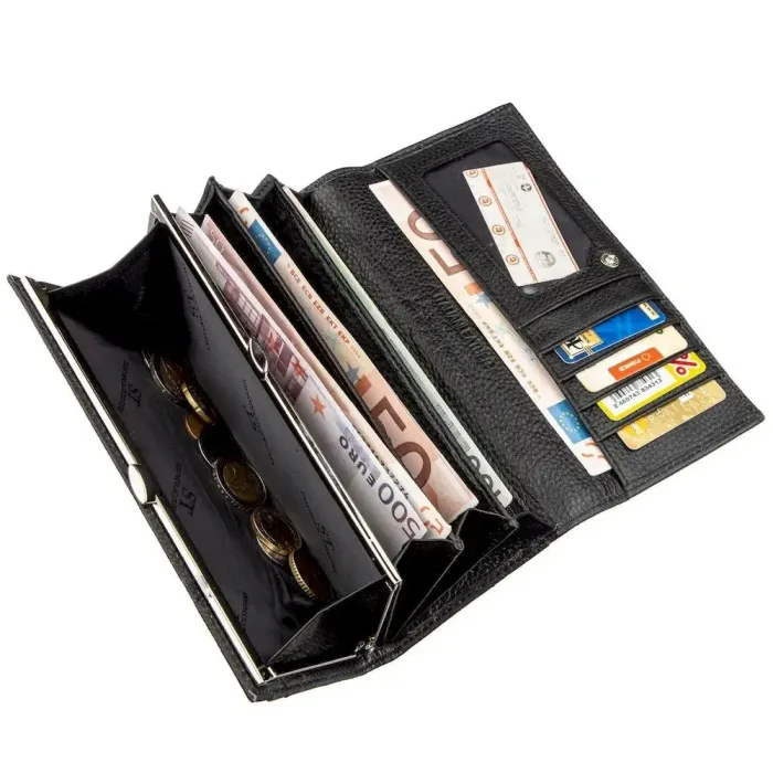 Гаманець із монетницею на клямці ST Leather 18896 Чорний