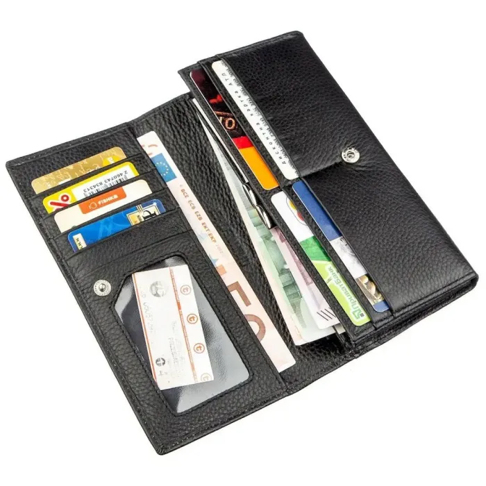 Гаманець із монетницею на клямці ST Leather 18896 Чорний