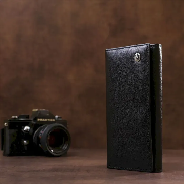 Гаманець із монетницею на клямці ST Leather 18896 Чорний