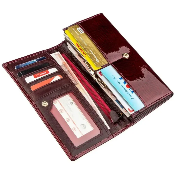 Місткий лаковий жіночий гаманець на кнопці ST Leather 18904