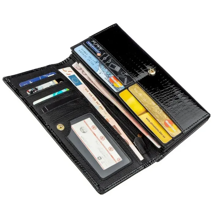 Жіночий гаманець із монетницею на клямці ST Leather 18910 Чорний