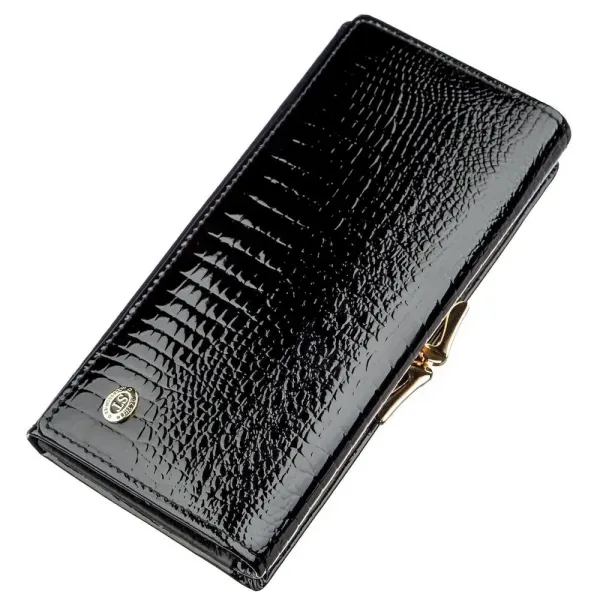 Жіночий гаманець із монетницею на клямці ST Leather 18910 Чорний
