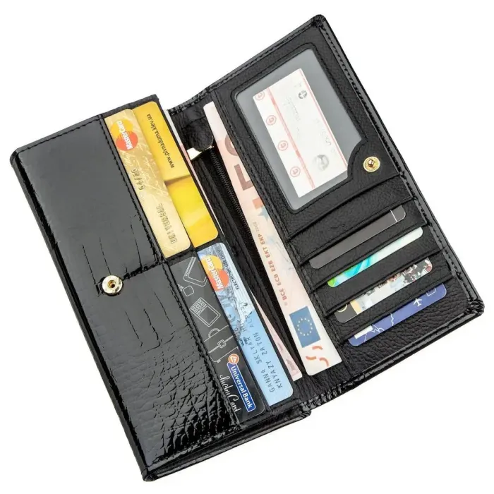 Жіночий гаманець із монетницею на клямці ST Leather 18910 Чорний