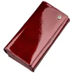 Лаковий жіночий гаманець з візитницею ST Leather 18911 Бордовий