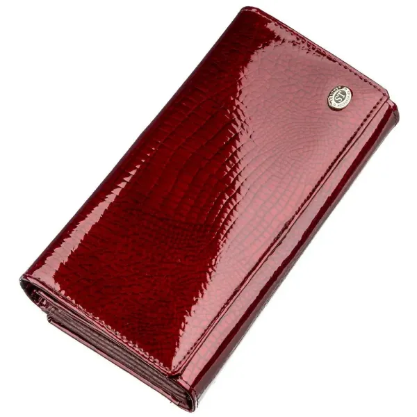 Лаковий жіночий гаманець з візитницею ST Leather 18911 Бордовий