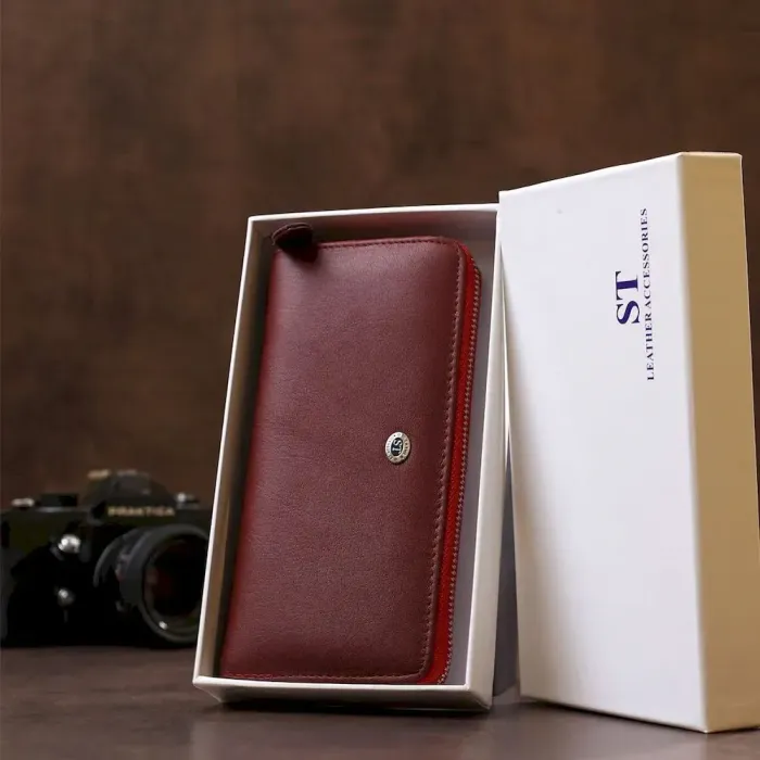 Універсальний клатч-гаманець ST Leather 18935 Темно-червоний