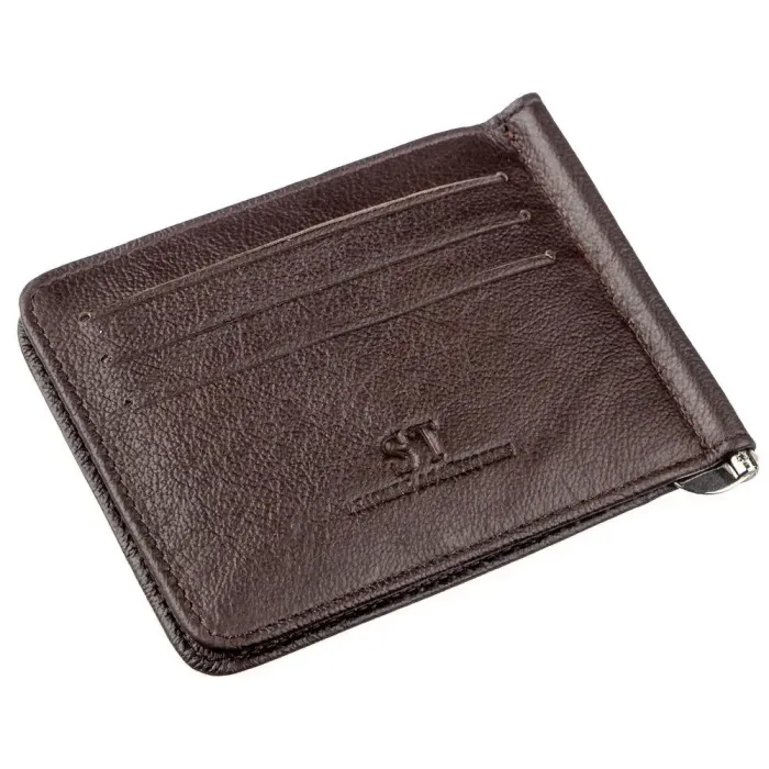 Зручний чоловічий затискач ST Leather 18938 Коричневий