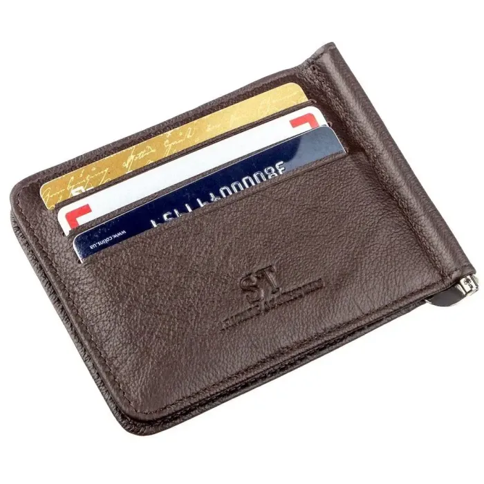 Зручний чоловічий затискач ST Leather 18938 Коричневий