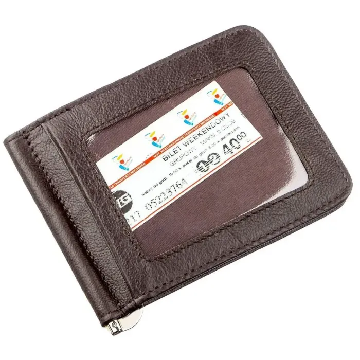 Зручний чоловічий затискач ST Leather 18938 Коричневий