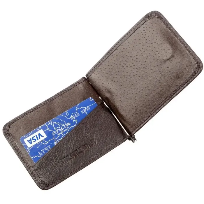 Зручний чоловічий затискач ST Leather 18938 Коричневий