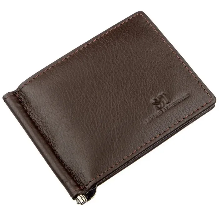 Чоловічий затискач на магніті ST Leather 18943 Коричневий