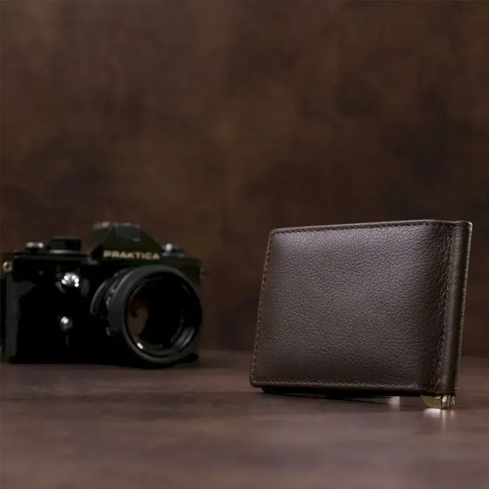 Чоловічий затискач на магніті ST Leather 18943 Коричневий