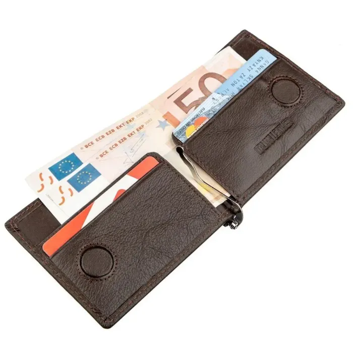 Чоловічий затискач на магніті ST Leather 18943 Коричневий