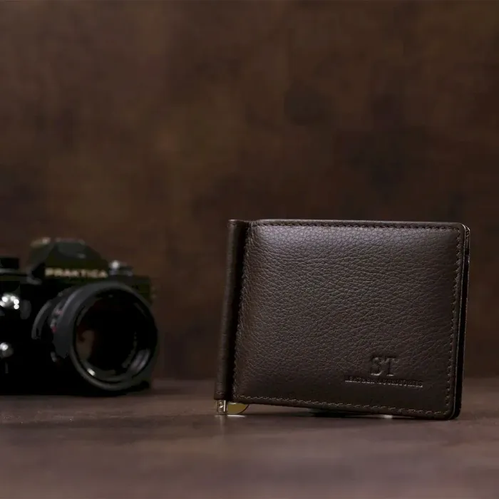 Чоловічий затискач на магніті ST Leather 18943 Коричневий
