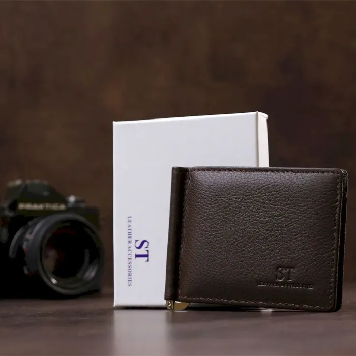 Чоловічий затискач на магніті ST Leather 18943 Коричневий