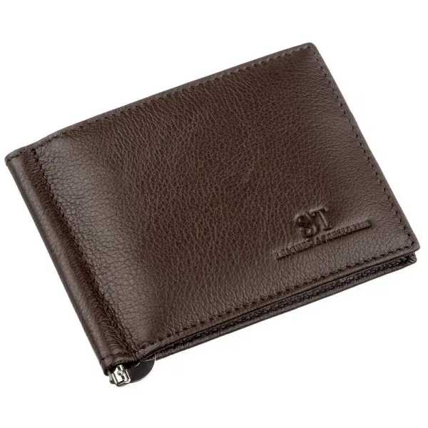 Стильний чоловічий затискач ST Leather 18946 Коричневий