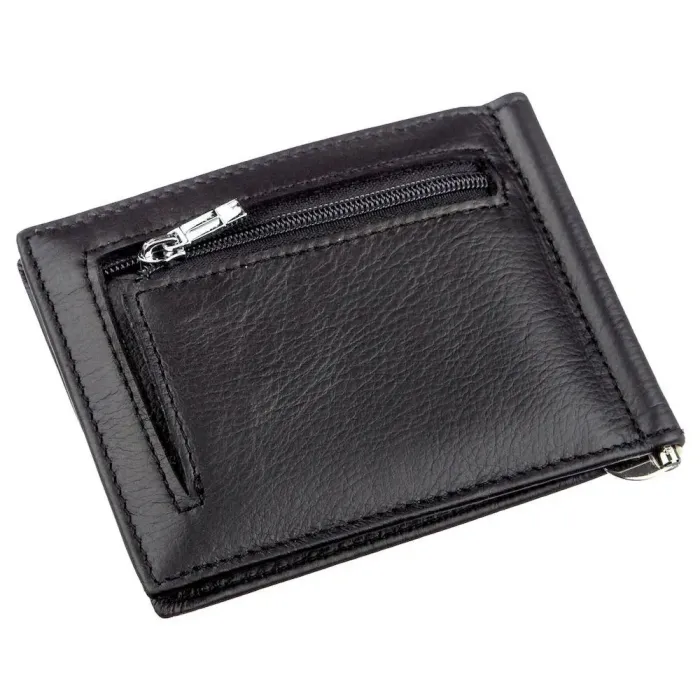 Затискач із монетницею на блискавці ST Leather 18948 Чорний
